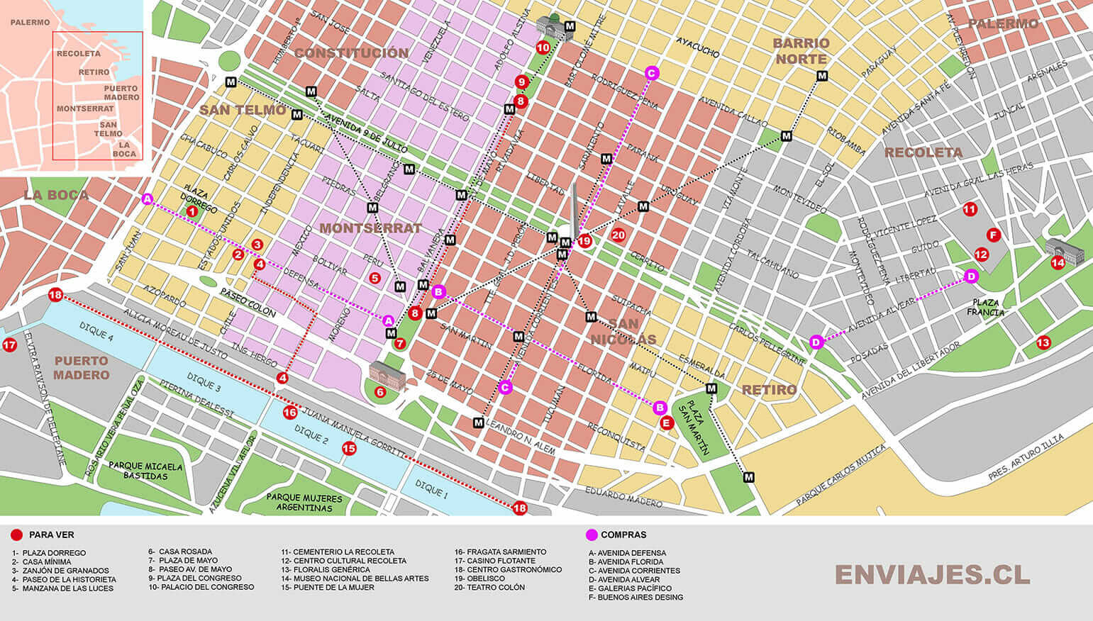 Mapa Pontos Turisticos Buenos Aires - FDPLEARN