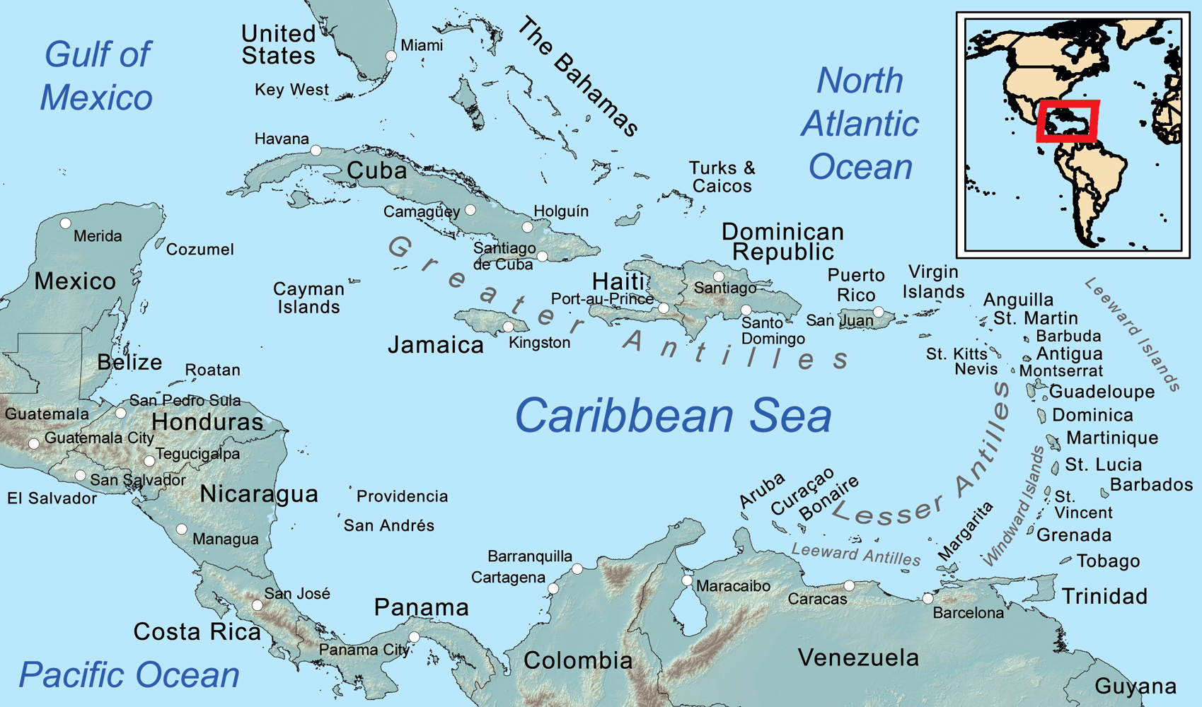 Donde Queda El Caribe Mapa Del Mar Caribe Y Sus Islas 1025