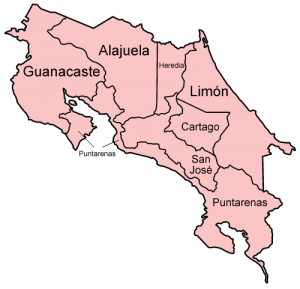 provincias de costa rica mapa