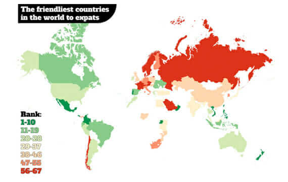 mapa paises mas amigables del mundo